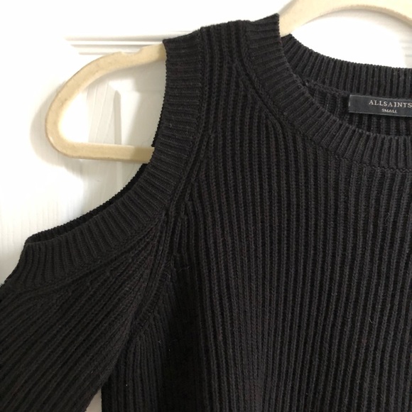 All Saints Ruffle Hem Cold Shoulder Sweater - Picture 7 of 13